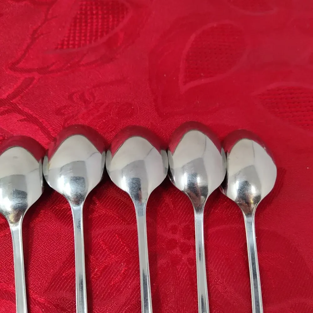 8X LH Tsp Colonial Shell Stainless Long Handled Tea Malt Spoons Korea